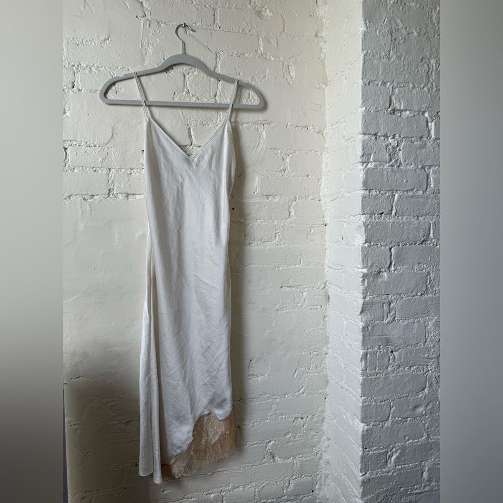 Aritzia White Chemise with Lace Trim